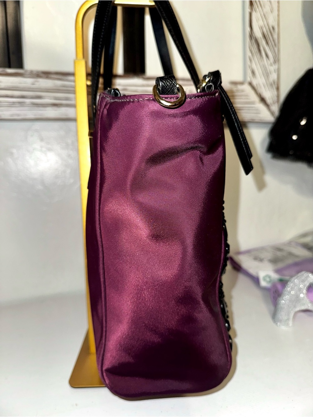 Kate Spade New York Wilson Road Embellished Alyse Bag Purse Plum Black - EUC - Picture 12 of 16